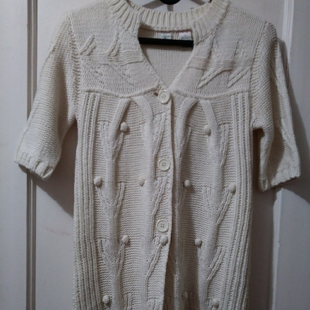 Aqua Short Sleeve Chunky Cable Knit Sweater